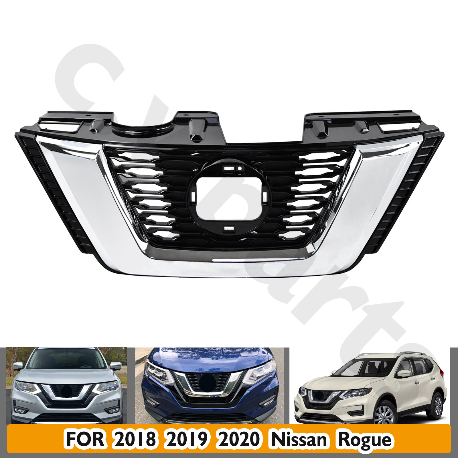 For 2018-20 Nissan Rogue Front Bumper Grille Chrome & Black 623109TG0B NI1200291