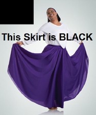 Body Wrappers 502 Black Women's Small/Medium Full Circle Praise Liturgical Skirt