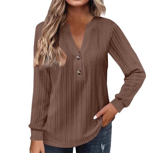 Ladies Jumper Top V Neck Pullover Women Loose Long Sleeve Casual Work Tops AU - Picture 11 of 39