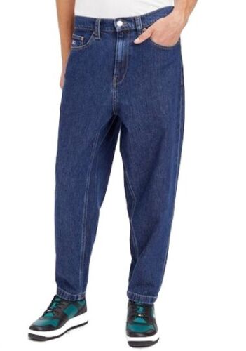 Tommy Jeans Bax Loose Tapered Uomo Stretch Denim Blue Used Pantaloni Vita Alta L32 - Foto 1 di 2