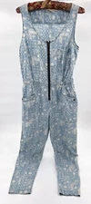 Forever 21 Jumpsuit Pants Womens Small Blue Sleeveless Full Zip Pockets