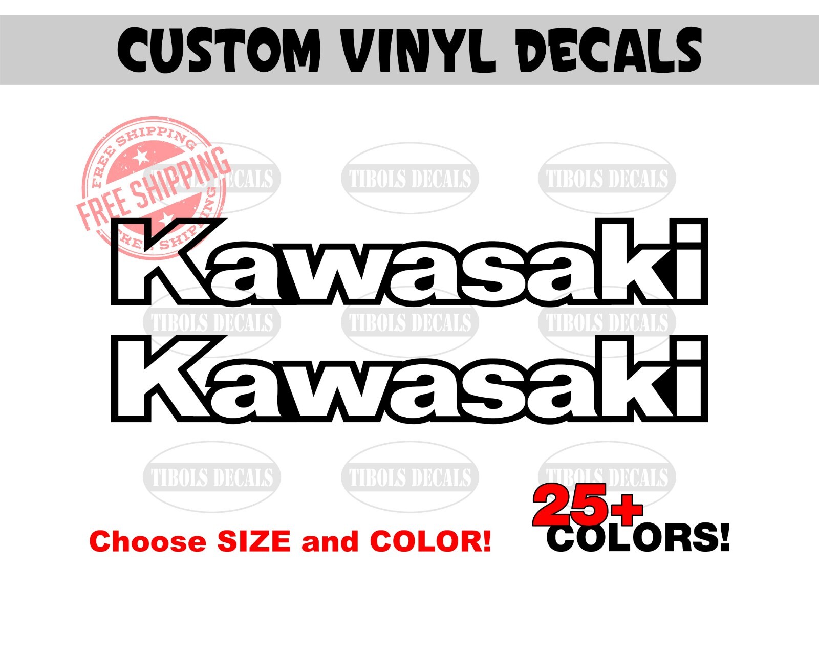 Kawasaki Decals Outlined Stickers (1 set) Helmet Motorcycle ATV PWC Jetski UTV
