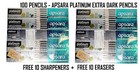 100 Pencils Apsara Platinum Extra Dark |Free 10 Sharpner & Eraser| Free Shipping