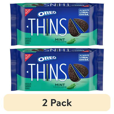 (2 pack) OREO Thins Mint Creme Chocolate Sandwich Cookies, 9.21 oz