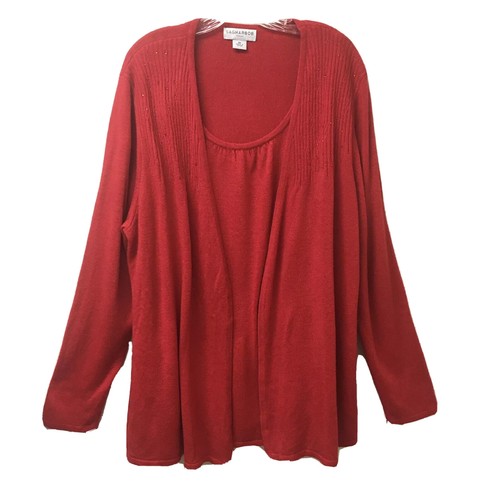 Sag Harbor Long Sleeves Cardigan Red 