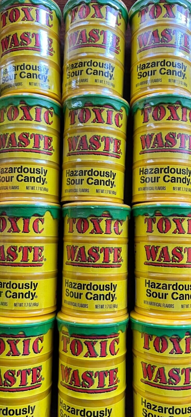 Toxic Waste 1.7 oz Drums Sour Display Sour Candy, 12 Ct