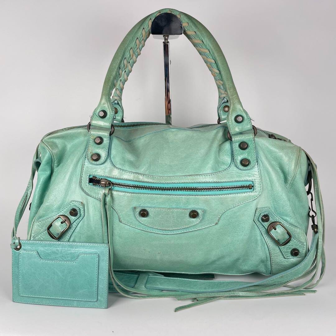 BALENCIAGA The City Classic 2-way Handbag Shoulder Bag Green BALENCIAGA The City Classic 2-way Handbag Shoulder Bag Green