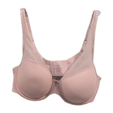 36D Curvy Couture Bra 1310 Sheer Mesh Plunge Push Up Underwire Pink