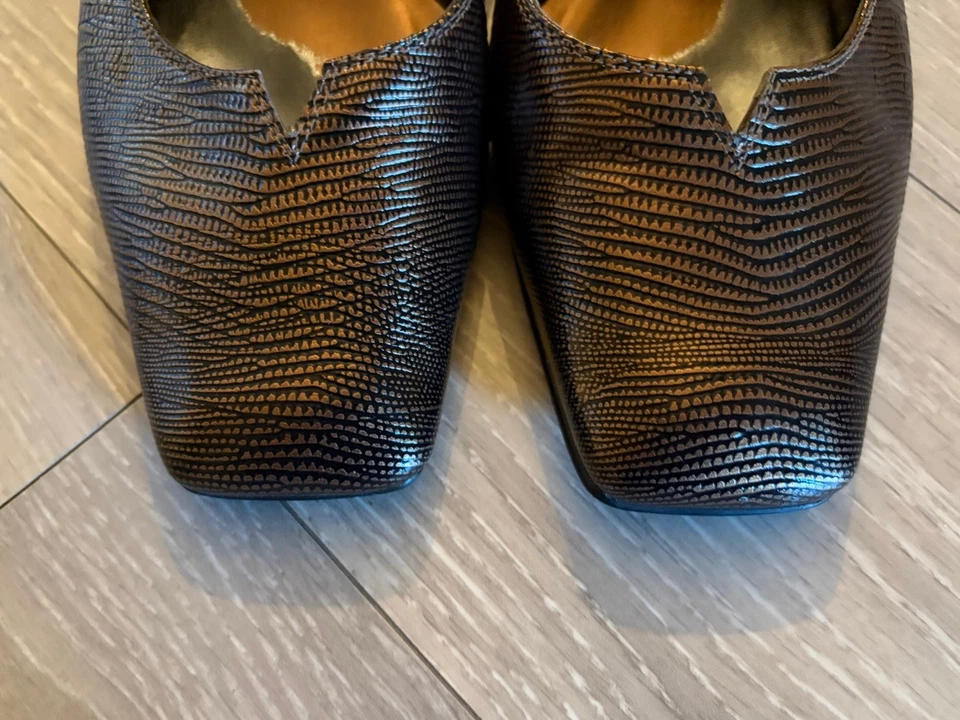 J Renee Metallic Brown  Gradient Leather Sling Back Square Toe Heels - 10.5 - Image 2 of 4