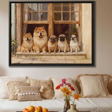 Chow Chow Dog Oil Painting Canvas Dog Portrait Living Room Decor Pet Lovers Art