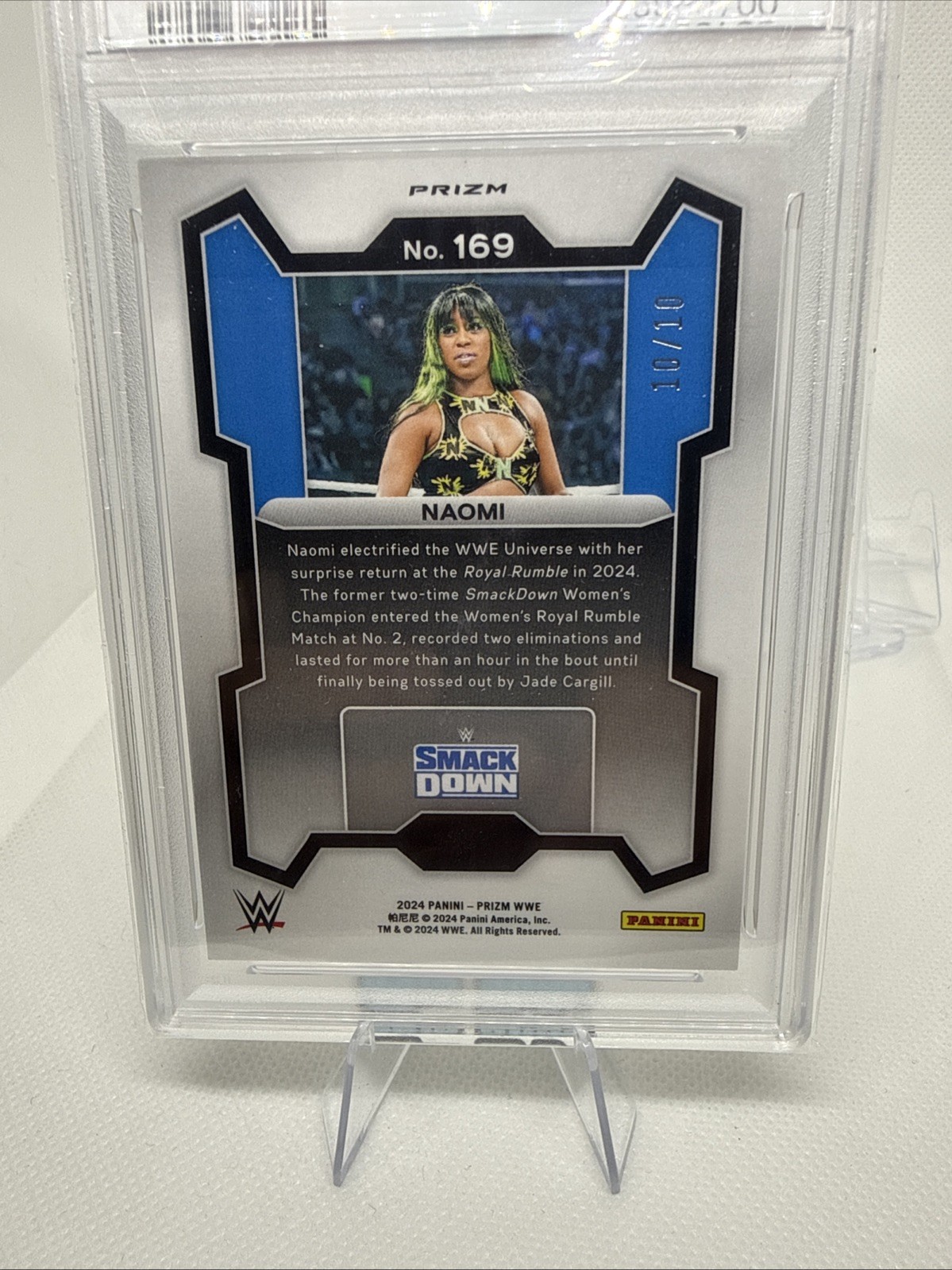 2024 Panini Prizm WWE - Naomi #169 Gold under Card Prizm #10/10 PSA 10 view 13