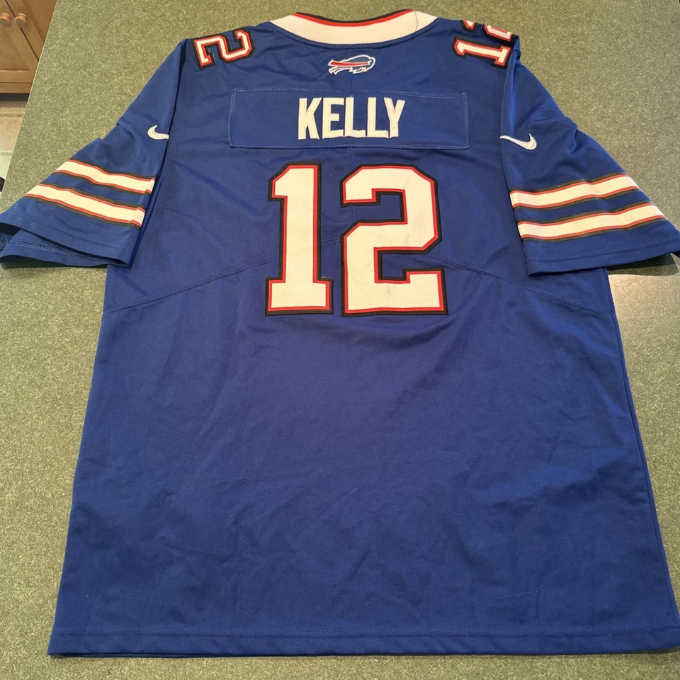 Nuevo parche Nike Jim Kelly Buffalo Bills azul NFL juego camiseta para hombre talla M NFL 100 Foto 4 de 4