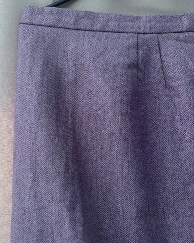 Louis Féraud Jupe crayon violette tweed chevron laine/rayonne T42 doublée - Photo 2/4