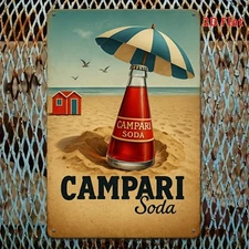 2D Flat,Tin Metal Signs Home Décor 8x12 CAMPARI Soda Vintage Metal Iron Wall Art