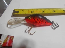 VINTAGE Manns 15+ Double Stamp Crank Bait Fishing Lure RED CRAW