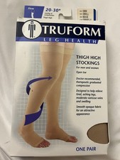 Truform Leg Health Compression Stocking 20-30mmHg Firm Nude Thigh High New