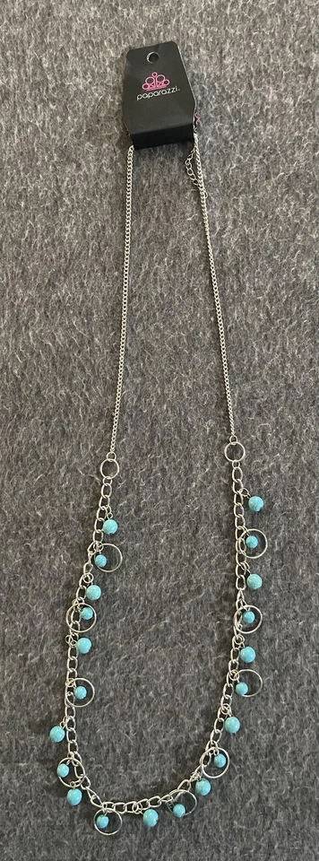Ожерелье папарацци серебристого тона синий бусина подвеской цепочка омар застежка 18-21» новый с Ярлыками - Изображение 2 из 4