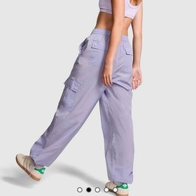 Victorias Secret PINK Satin Parachute Cargo Pants Star Lilac Womens Medium NWT