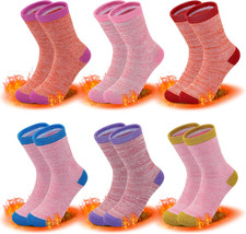 Girls Thermal Socks - Winter Warm Crew Socks, 6 Pairs, 3-14 Years