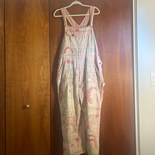 Magnolia Pearl Pink Unicorn Rainbow Cotton Denim Overall Jumpsuit One Size