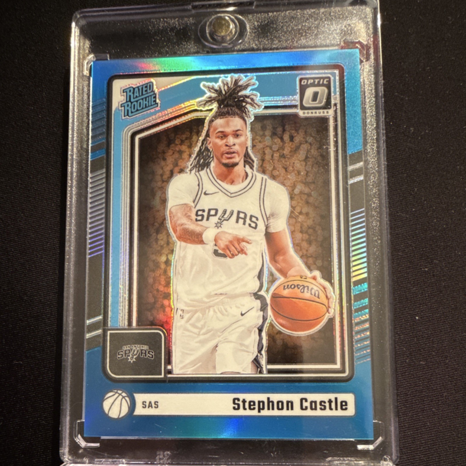 2024-25 Donruss Optic Stephon Castle Rated Rookie Blue Aqua /225 Spurs #254