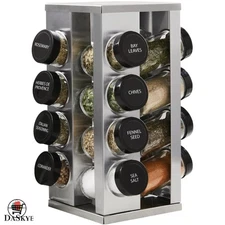 Modern 16-Jar Spice Rack with Free Refills - Perfect for Culinary Enthusiasts