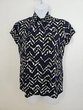 Josephine Essentials Mock Neck Pullover Top Multicolor Zigzag size XL Sh/Sleeve