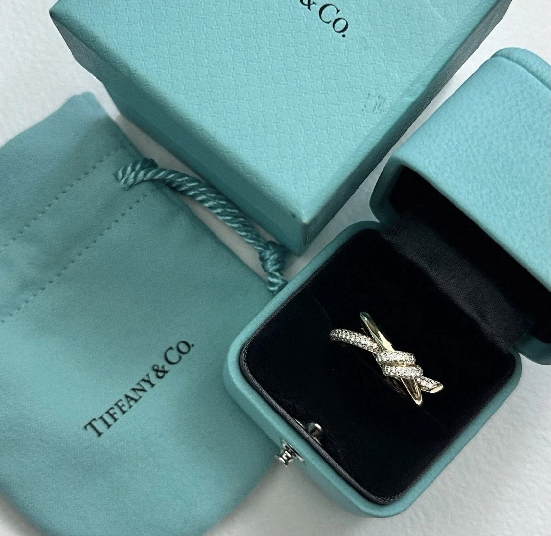 Tiffany & Co. Diamond Yellow Gold Ring 7 Ring Fine Rings for sale