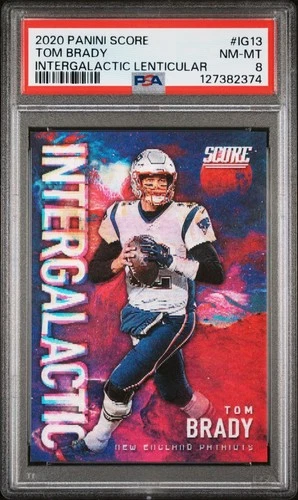 2020 Score Football Tom Brady #IG-13 Intergalactic Lenticular Case Hit PSA 8