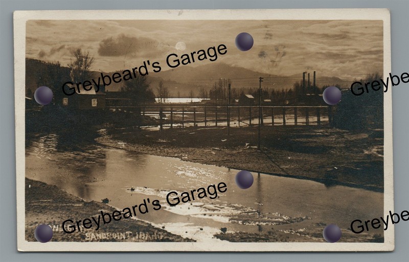 RPPC Moon Reflection at SANDPOINT ID Idaho Vintage Real Photo Postcard