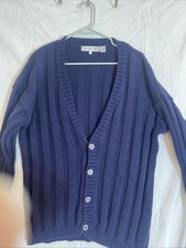 Perry Ellis Portfolio Sweater Mens Large Button Cardigan Ribbed Knit Pullover