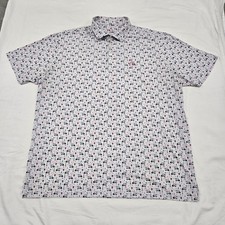 EUC Size XXL Men's Rhoback The Bev Cart Performance Polo Shirt White/Multicolor