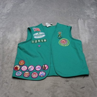 Girl Scouts Colorado Vest Girls Small Grn Merit Patch Badge Uniform VTG USA READ