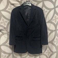 Isaac Mizrahi Blazer Boys 16 Soft Velour Microfiber Navy Blue Two Button Lined
