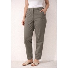 Giorgio Armani Womens Taupe Olive Cotton Straight Leg Trousers Made in Italy 10
