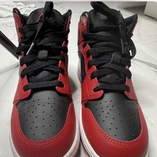Air Jordan 1 Mid-Sneaker Red and Black Youth Size 7Y