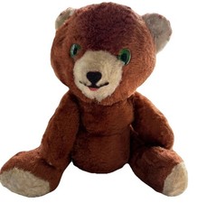 Vintage Brown Teddy Bear With Green Eyes Estimated 1950s