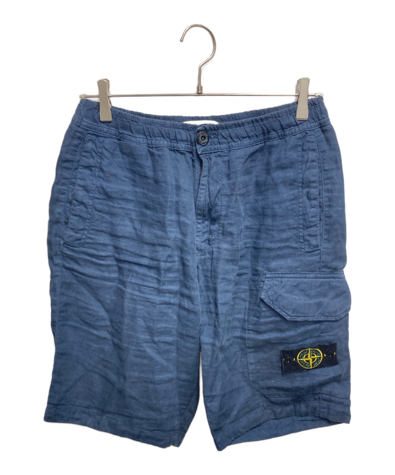 STONE ISLAND Bermuda Linen Cargo Shorts/ Navy/ Size: M