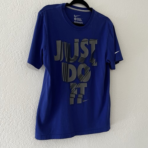 Nike Regular Fit Blue Just Do It Graphic Tee Casual T Shirt - Men’s Size Large - Picture 2 of 8