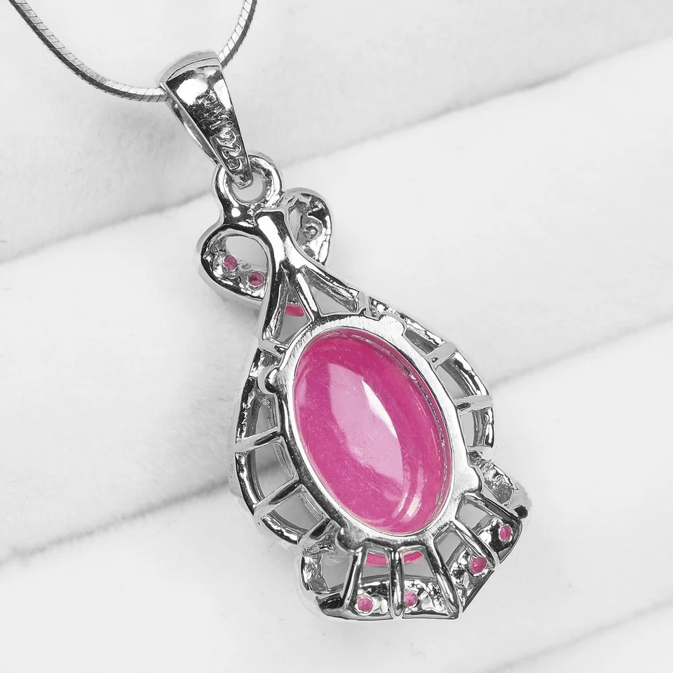 Bubblegum Pink Ruby Pendants 925 Sterling Silver Handmade Finish Fine Jewelry - Image 4 of 4