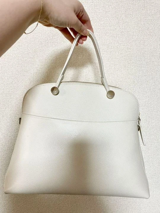 Excellent FURLA Handbag Piper M size White USED eBay