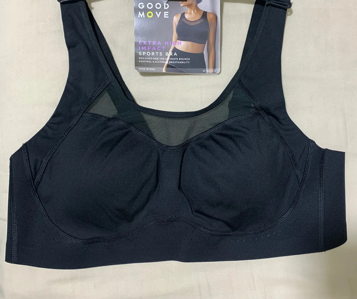 M&S NON WIRED ULTIMATE BOUNCE CONTROL EXTRA HIGH IMPACT Sports BRA In BLACK  32D