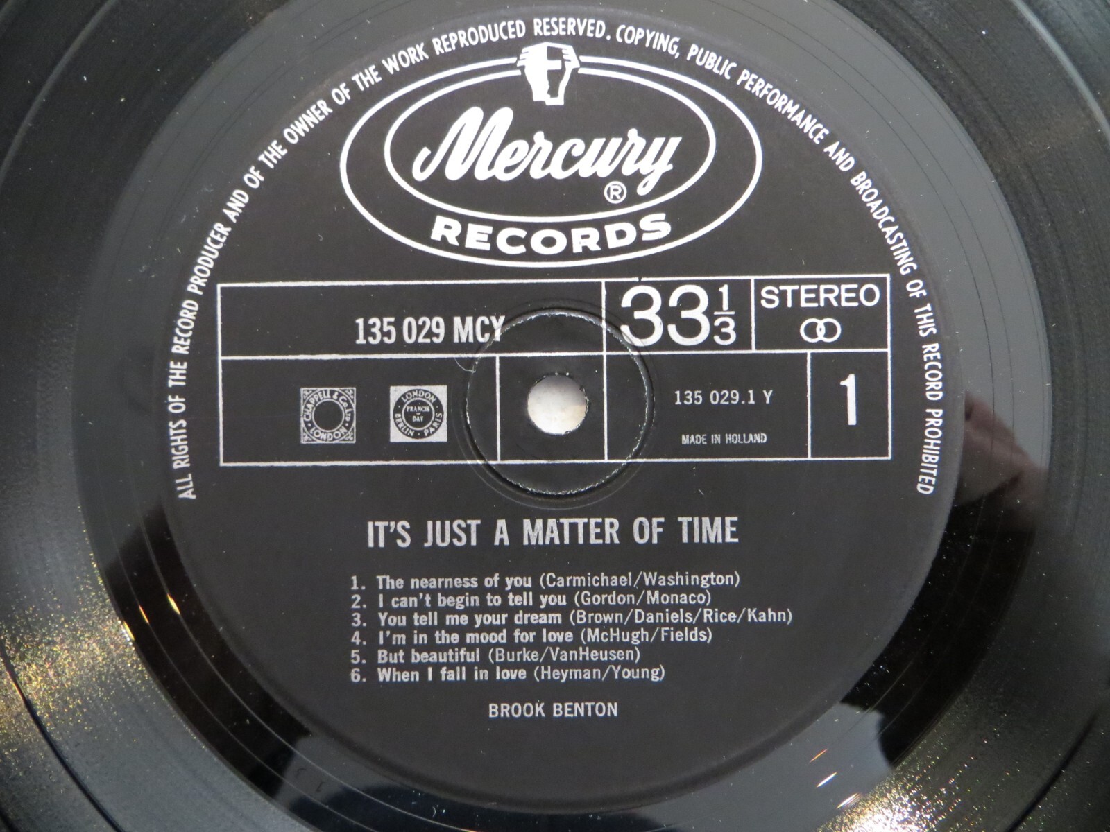 Brook Benton – It's Just A Matter Of Time - 1961 - Mercury 135 029 MCY Vinyl LP thumbnail 5