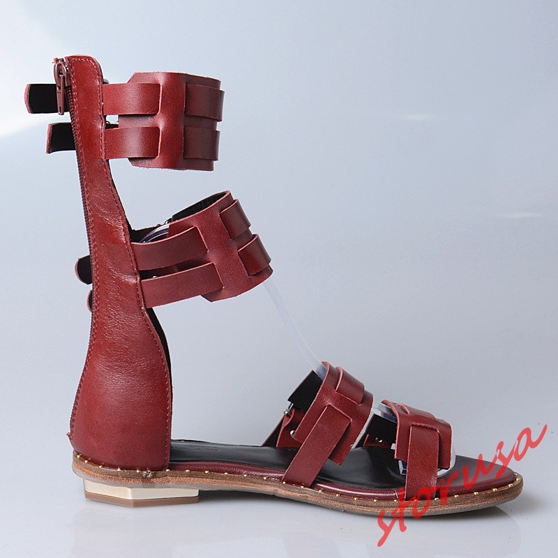 Womens Vintage Buckle Strap Flats Roma Sandals Boots Boots Boots Open Toe Real Leather shoes ff7633 Womens Vintage Buckle Strap Flats Roma Sandals Boots Boots Boots Open Toe Real Leather shoes ff7633