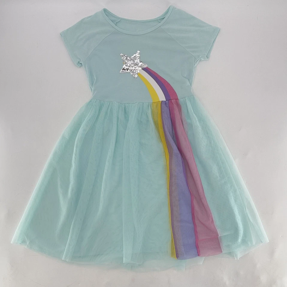 Vestido tutu Wonder Nation feminino manga curta lantejoulas aquáticas estrela tamanho XL - Imagem 3 de 4