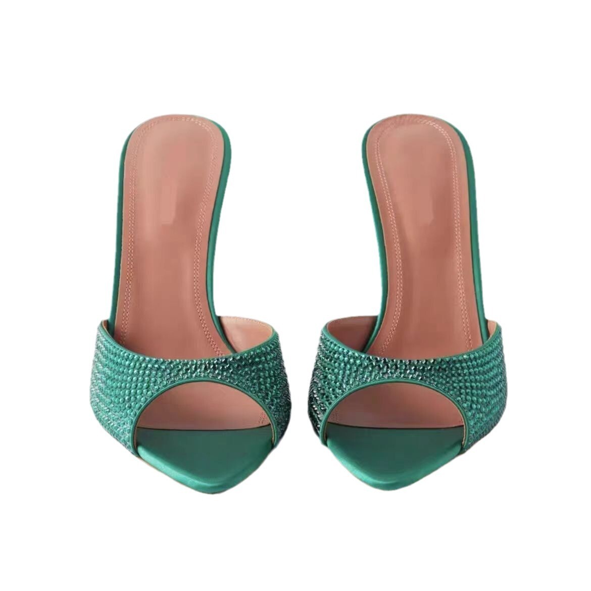 PANTOFOLA D’ORO Sandali ciabatte donna 34 43 strass punta aperta tacco alto sexy passerella estivi tg