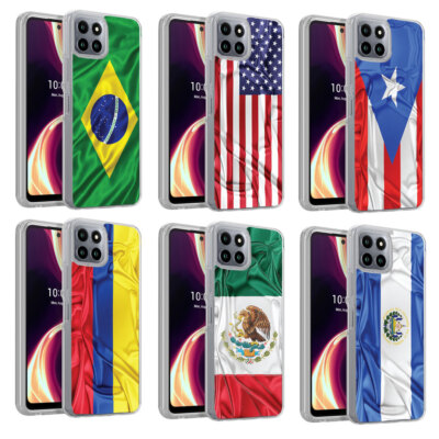 For Boost Celero 5G PLUS -  Texture Flag Design Shock Proof Armor Cover Case