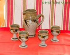 Weinkrug Mostkrug Saftkrug und 4 Römer, Weinbecher aus Keramik, Handarbeit 
