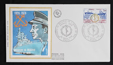 OFFICIER DE RESERVE ARMEE DE MER,  FDC sur Soie 1er jour 1976