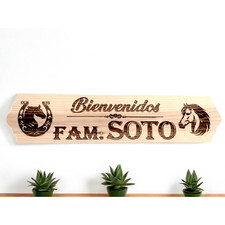 Personalized Laser Engraved Wood Sign 26.6" W Customized. Add Last Name